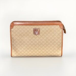 CELINE Macadam Triomphe Beige/Brown Clutch (Pre-owned, Authentic & Vintage)